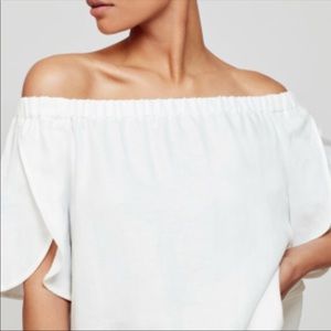 Cuyana White Linen Off The Shoulder Top